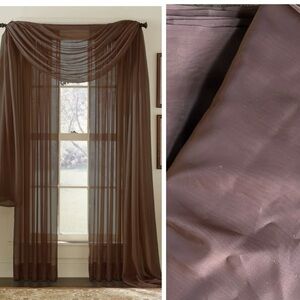 Room Essentials Voile Sheer Curtain Panel Pair & Scarf